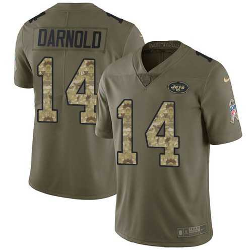 Youth Nike Jets 14 Sam Darnold Olive Camo Salute To Service Limited Jersey Dyin